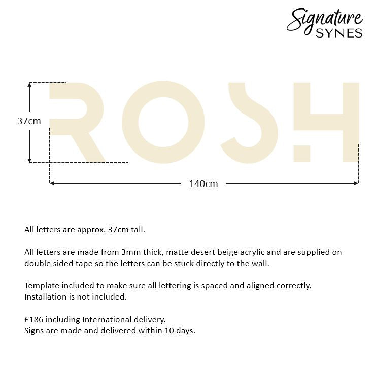 INTL Custom Order - ROSH - matte desert beige - 140cm wide - Double Sided Tape