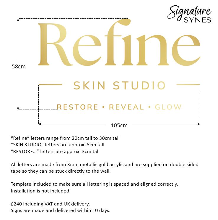 Custom Order - Refine SKIN STUDIO - "metallic gold" - 105cm wide - Double Sided Tape