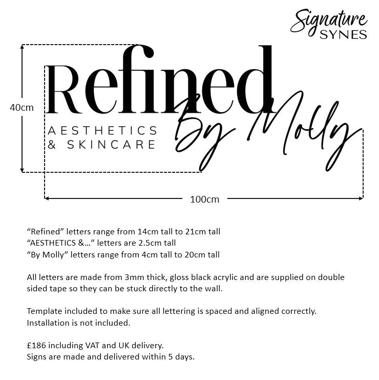 Custom Order - Refined By Molly - gloss black - 100cm wide - Double Sided Tape