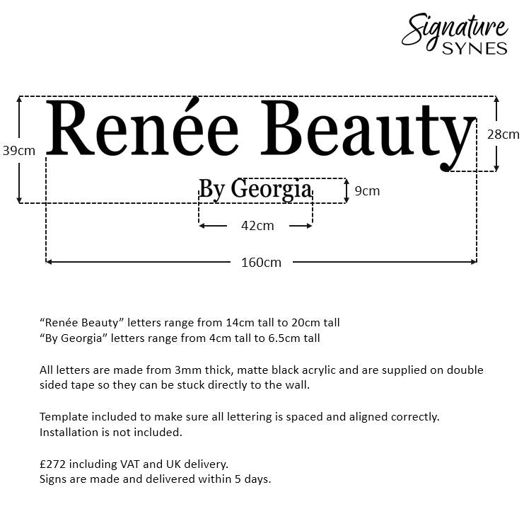 Custom Order - Renee Beauty - Matte black - 160cm wide - Double Sided Tape
