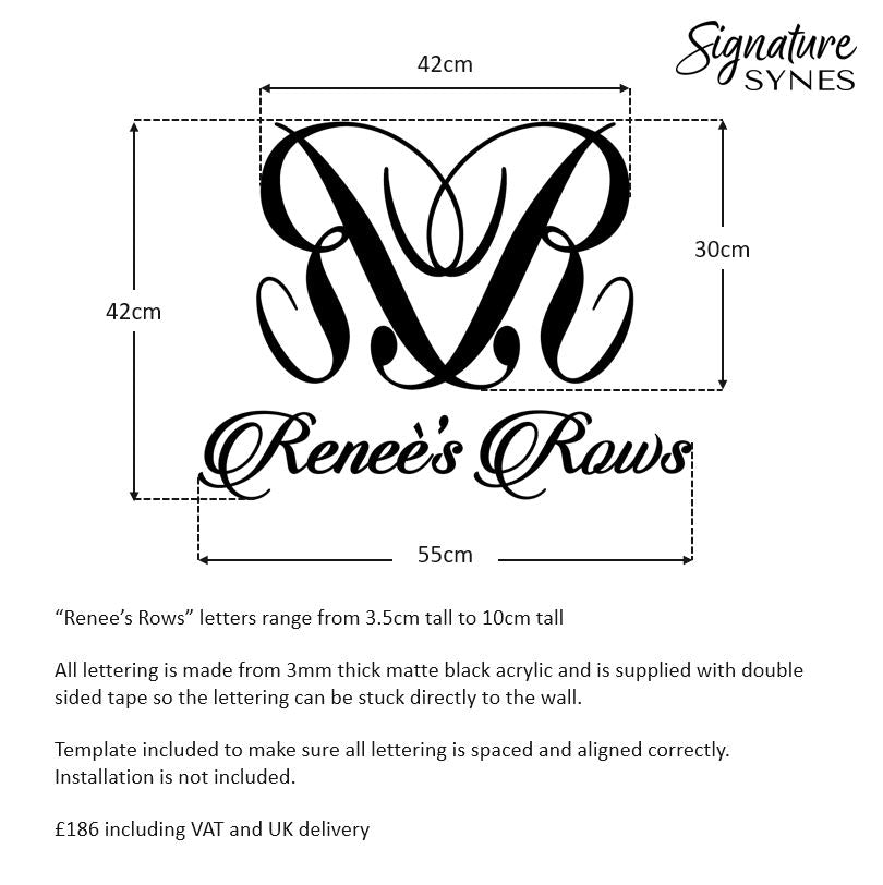 Custom Order - RR Renee's Rows - Matte black - 55cm wide - Double Sided Tape