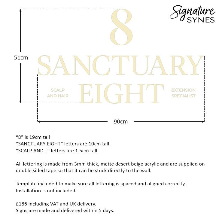 Custom Order - SANCTUART EIGHT - matte desert beige - 90cm + 40cm wide - Double Sided Tape / Standoffs