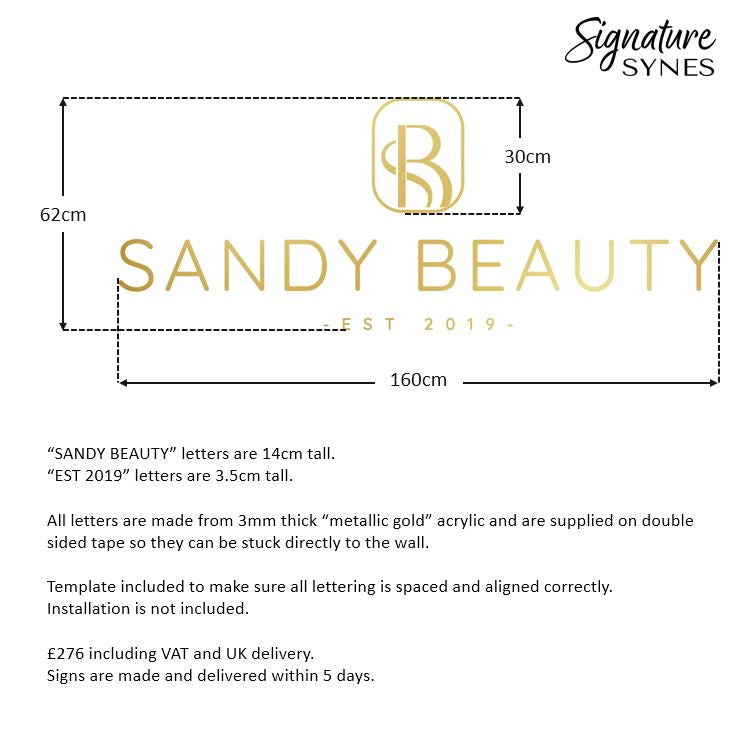 Custom Order - SANDY BEAUTY - metallic "GOLD" - 160cm wide - Double Sided Tape