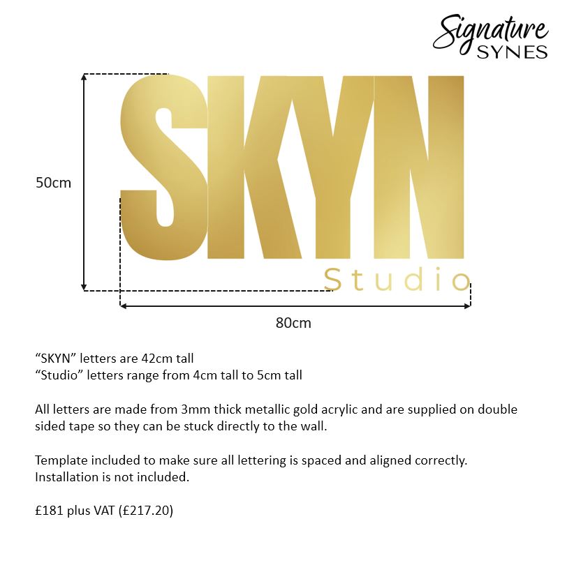 Custom Order - SKYN Studio - metallic "GOLD" - 80cm wide - Double Sided Tape