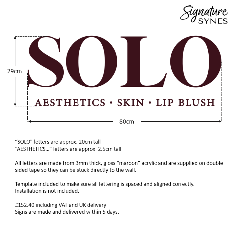 Custom Order - SOLO - gloss maroon - 80cm wide - Double Sided Tape
