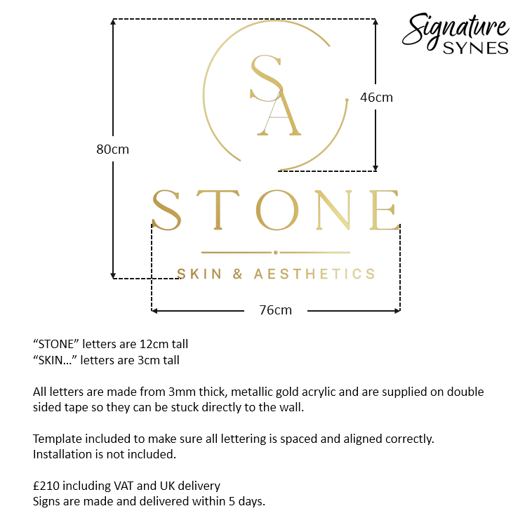 Custom Order - STONE - "metallic gold" - 80cm tall - Double Sided Tape