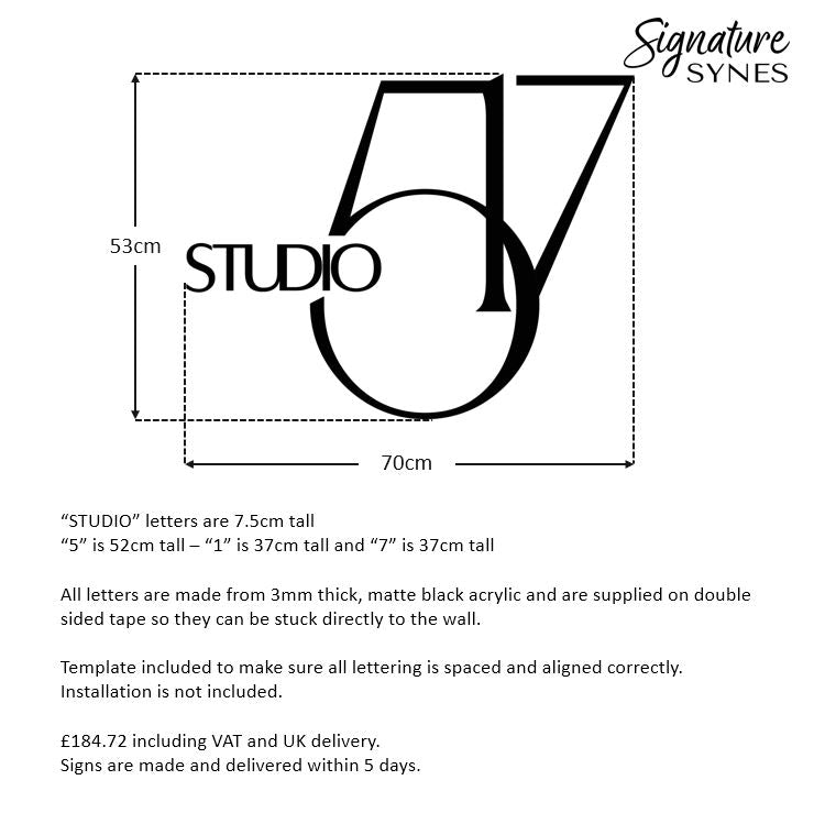 Custom Order - STUDIO 517 - Matte black - 70cm wide - Double Sided Tape