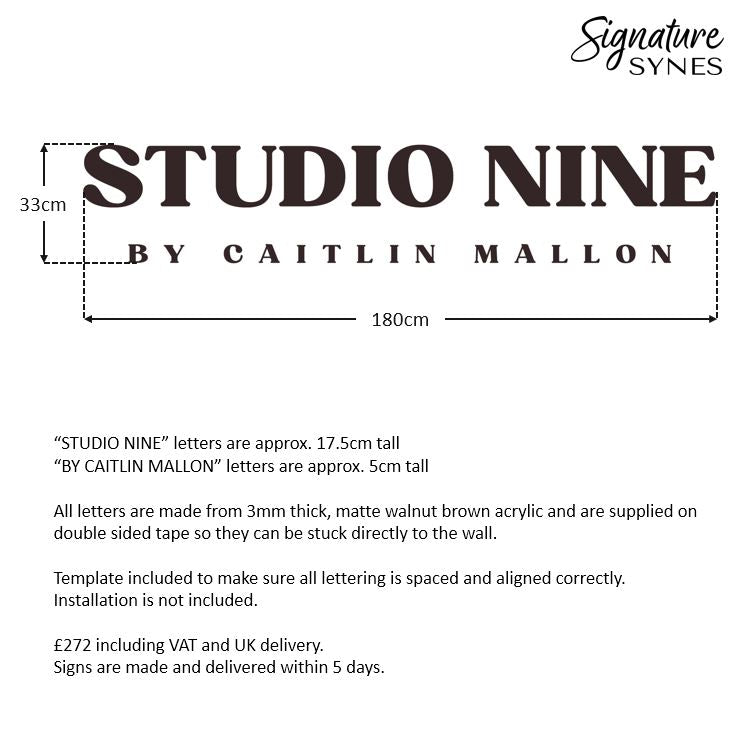 Custom Order - STUDIO NINE - matte walnut brown - 180cm wide - Double Sided Tape