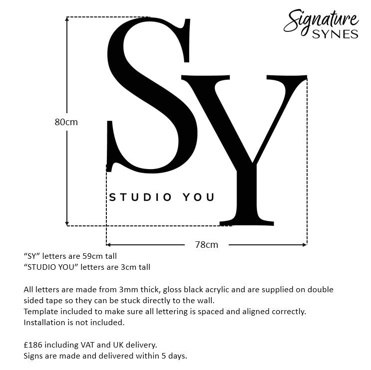 Custom Order - STUDIO YOU SY - gloss black - 78cm wide - Double Sided Tape