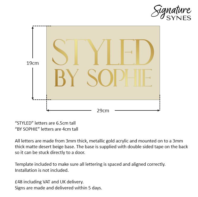 Custom Order - STYLED BY SOPHIE - SIGN PACKAGE