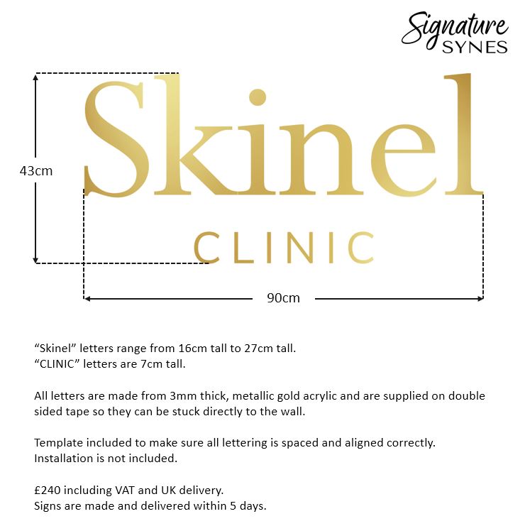 Custom Order - Skinel CLINIC - metallic gold - 90cm wide - Double Sided Tape