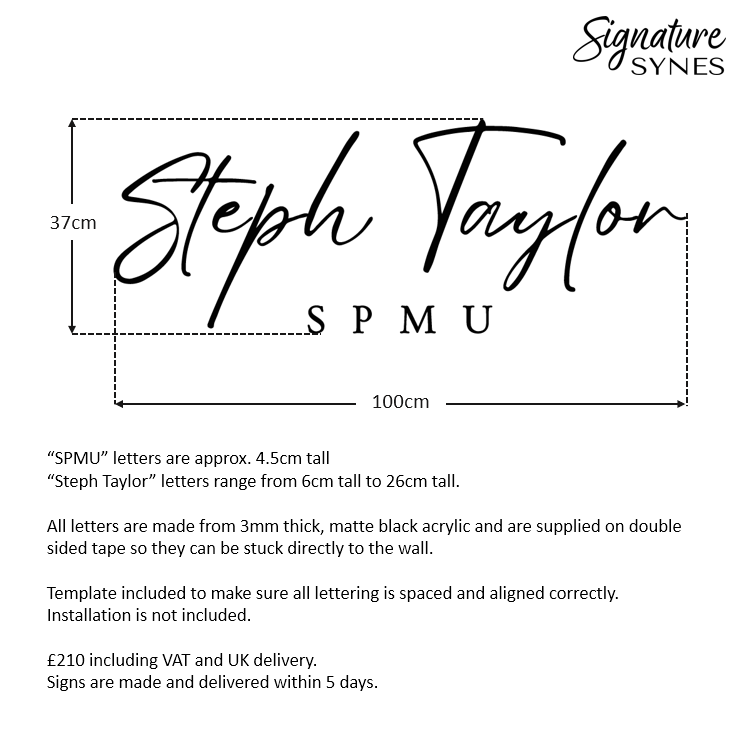 Custom Order -Steph Taylor SPMU - Matte black - 100cm wide - Double Sided Tape