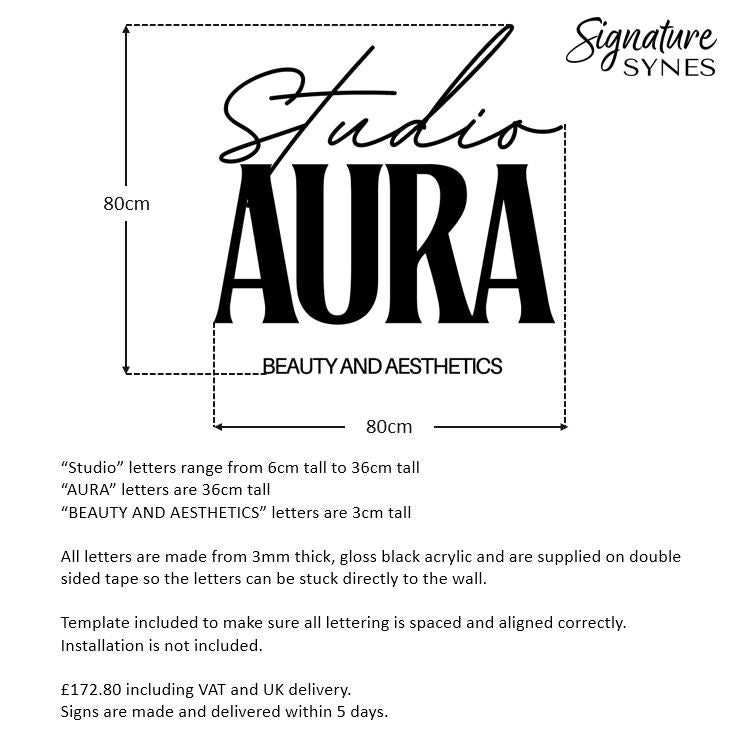 Custom Order - Studio AURA - Gloss black - 80cm wide - Double Sided Tape