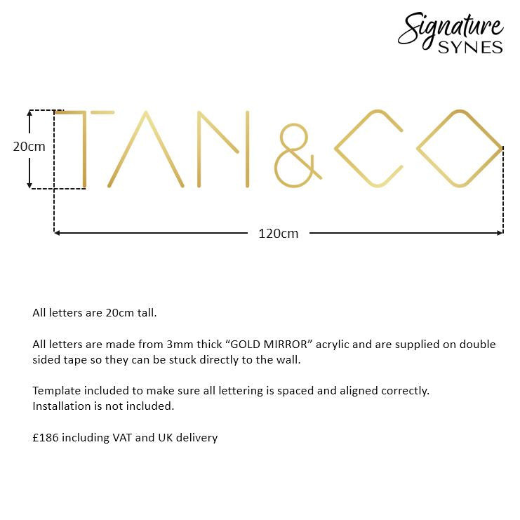 Custom Order - TAN & CO - "GOLD MIRROR" - 120cm wide - Double Sided Tape