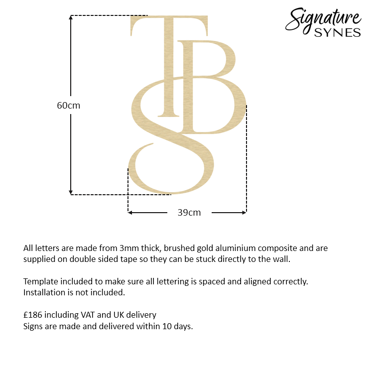 Custom Order - TBS - brushed gold - 60cm tall - Double Sided Tape