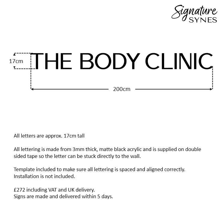 Custom Order - THE BODY CLINIC - matte black - 200cm wide - Double Sided Tape