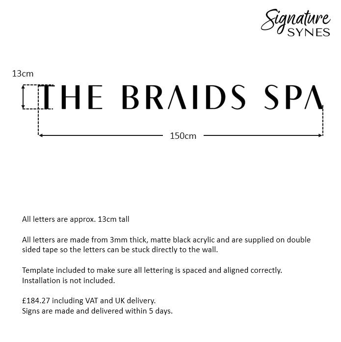 Custom Order - THE BRAIDS SPA - Matte black - 150cm wide - Double Sided Tape