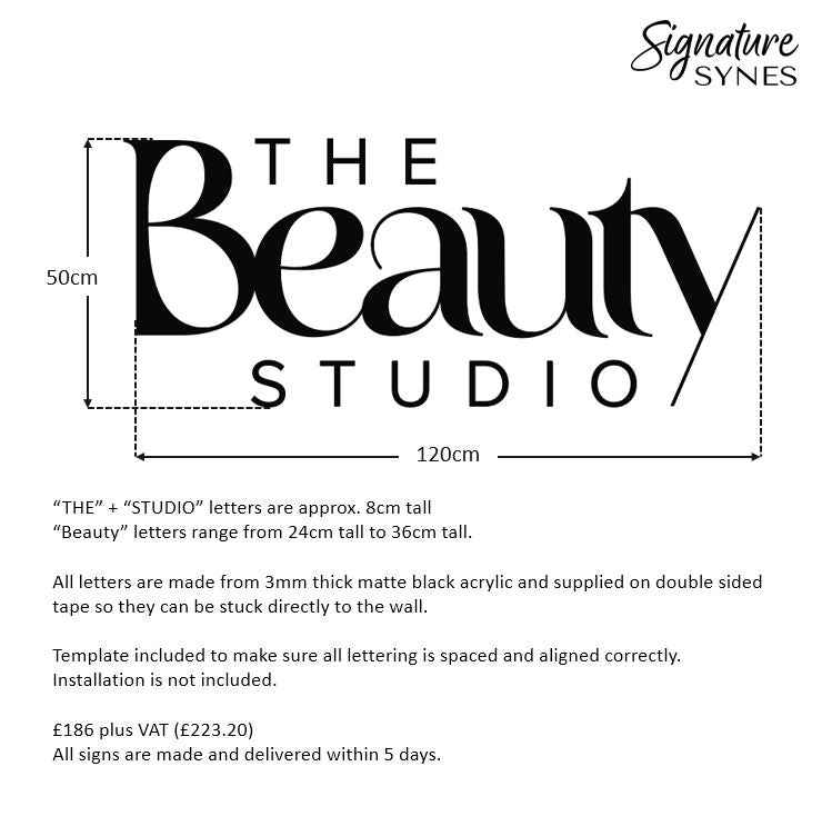 Custom Order - THE Beauty STUDIO - matte black - 120cm wide - Double Sided Tape