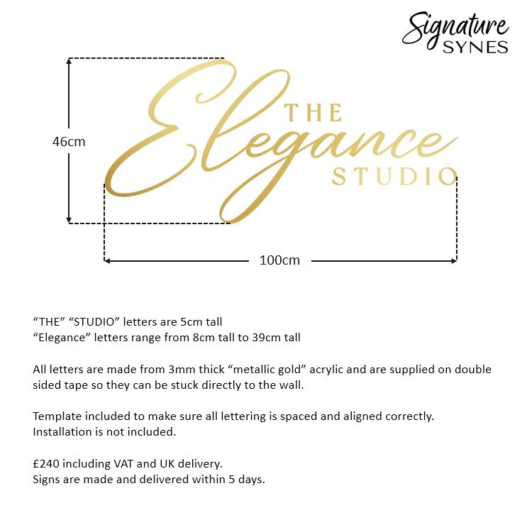 Custom Order - THE Elegance STUDIO - "metallic gold" - 100cm wide - Double Sided Tape