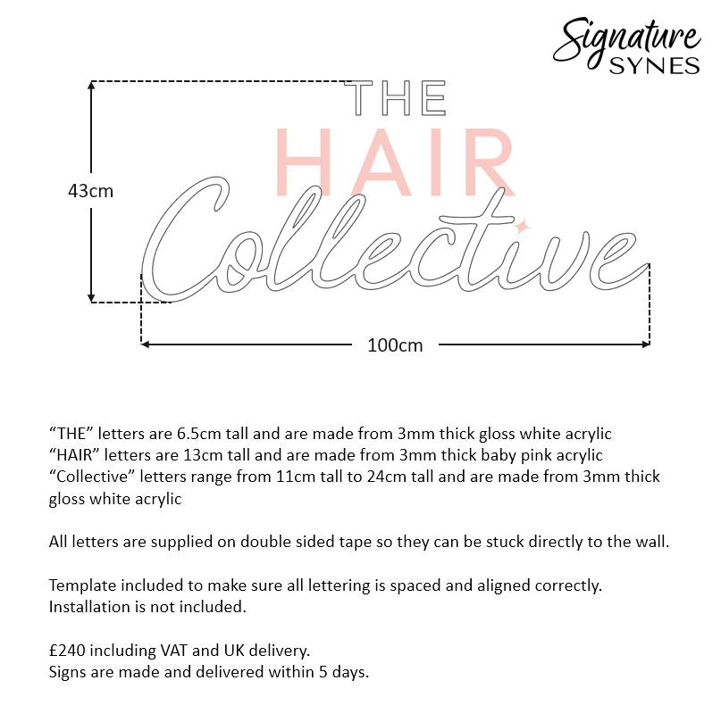 Custom Order - THE HAIR Collective - gloss white + baby pink - 100cm wide - Double Sided Tape