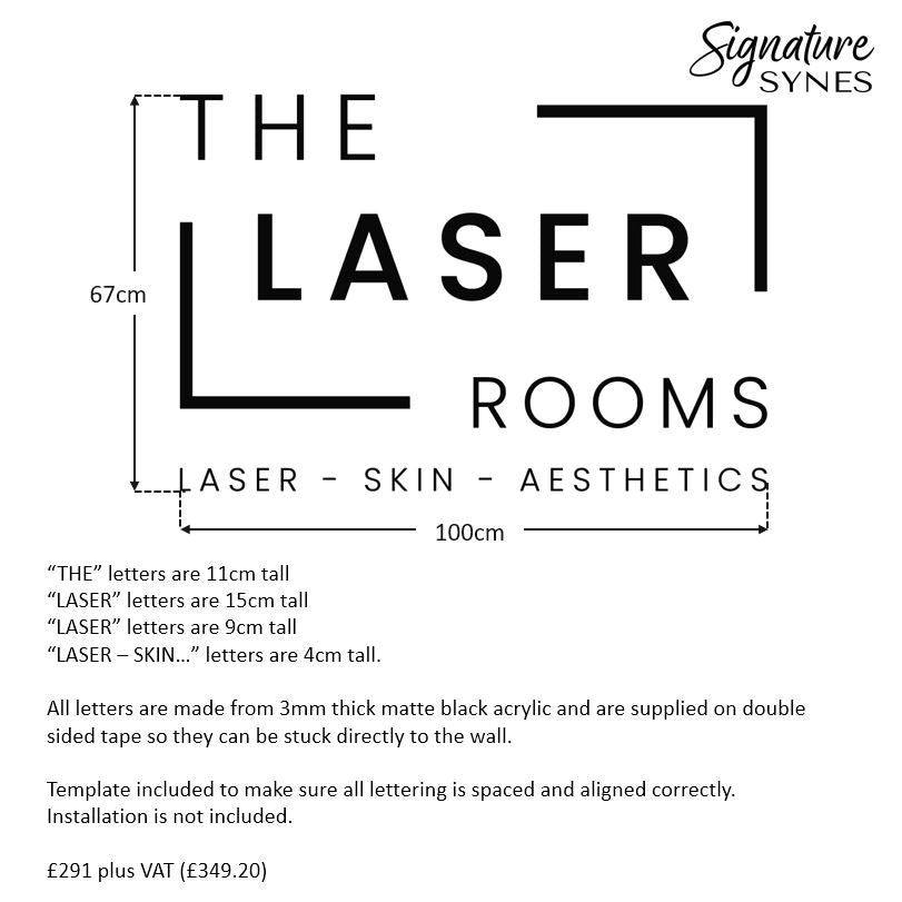 Custom Order - THE LASER ROOMS - Matte black - 100cm wide - Double Sided Tape