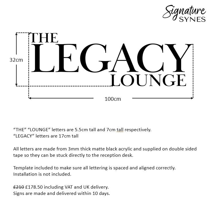 Custom Order - THE LEGACY LOUNGE - Matte black - 100cm wide - Double Sided Tape