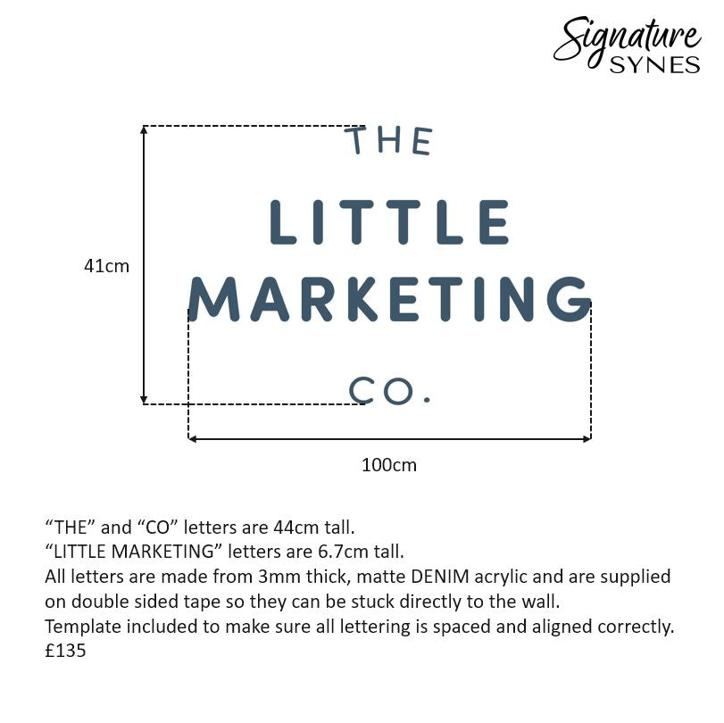 Custom Order - THE LITTLE MARKETING CO - matte denim - 60cm wide - Double Sided Tape