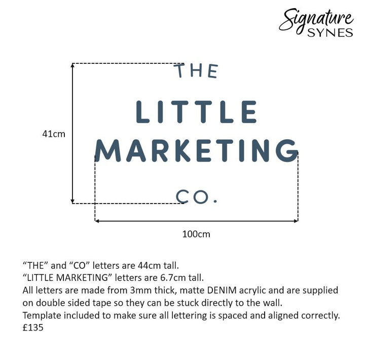 Custom Order - THE LITTLE MARKETING CO - matte denim - 60cm wide - Double Sided Tape