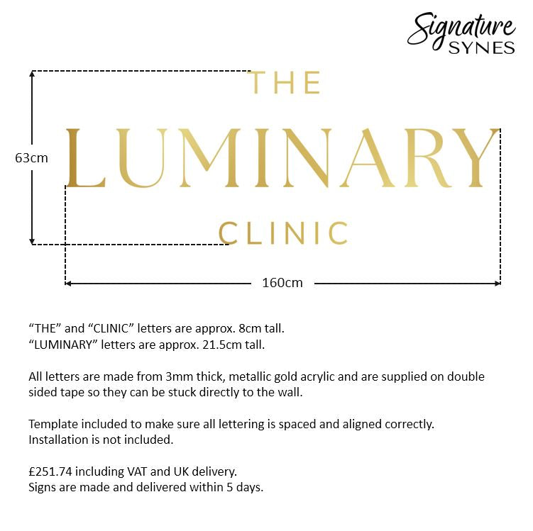 Custom Order - THE LUMINARY CLINIC - "METALLIC GOLD" - 160cm wide - Double Sided Tape