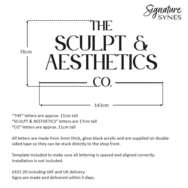 Custom Order - THE SCULPT & AESTHETICS CO. - gloss black - 140cm wide - Double Sided Tape