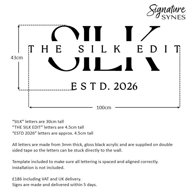Custom Order - THE SILK EDIT - gloss black - 100cm wide - Double Sided Tape