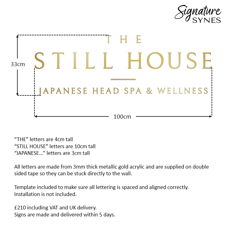 Custom Order - THE STILL HOUSE - "metallic gold" - 100cm wide - Double Sided Tape