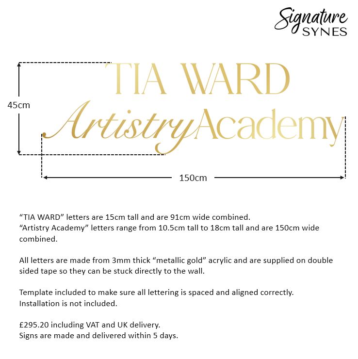 Custom Order - TIA WARD - metallic gold - 150cm wide - Double Sided Tape
