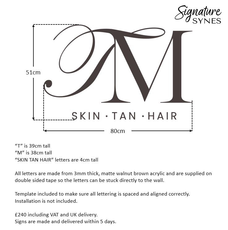 Custom Order - TM - matte walnut brown - 80cm wide - Double Sided Tape