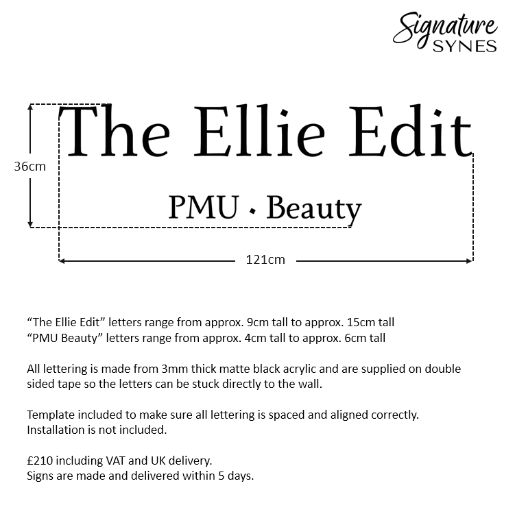 Custom Order - The Ellie Edit - Matte black - 121cm wide - Double Sided Tape