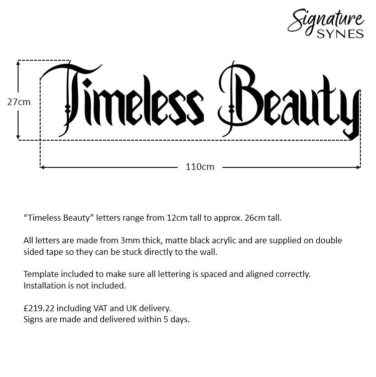 Custom Order - Timeless Beauty - Matte black - 110cm wide - Double Sided Tape