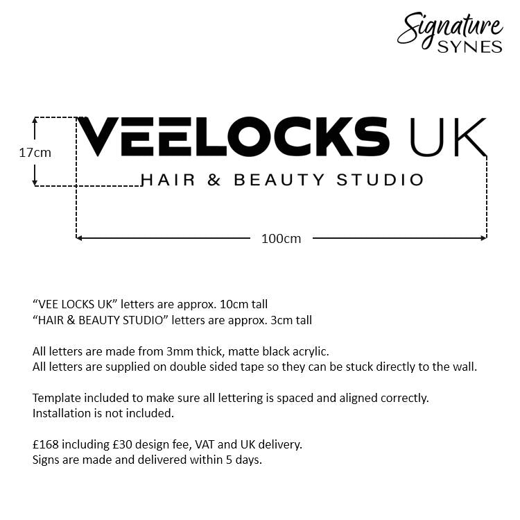 Custom Order - VEELOCKS - Matte black - 100cm wide - Double Sided Tape