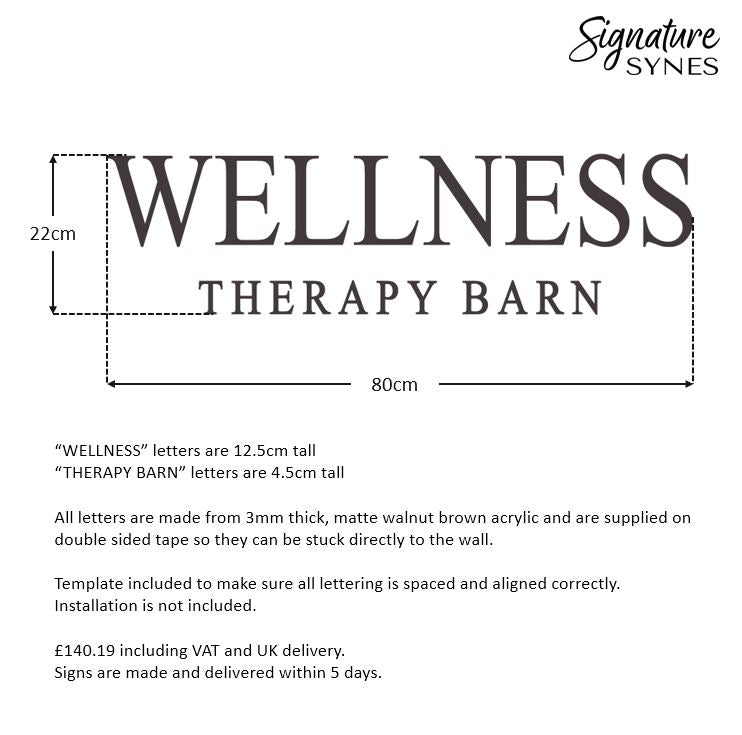 Custom Order - WELLNESS THERAPY BARN - matte walnut brown - 80cm wide - Double Sided Tape