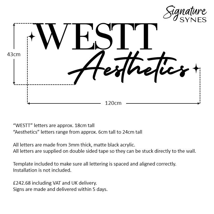 Custom Order - WESTT Aesthetics - Matte black - 120cm wide - Double Sided Tape