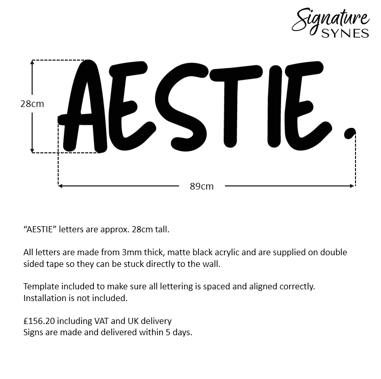 Custom Order - AESTIE. - matte black - 89cm wide - Double Sided Tape