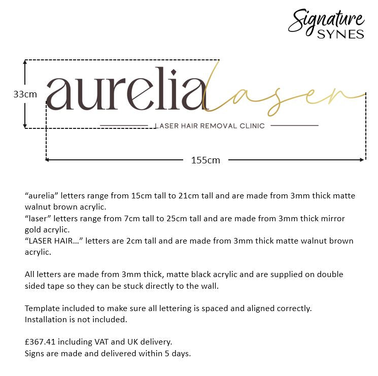 Custom Order - aurelia laser - matte walnut brown and "gold mirror" - 155cm wide - Double Sided Tape