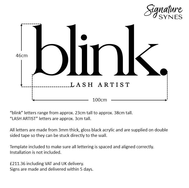 Custom Order - blink. LASH ARTIST - gloss black - 100cm wide - Double Sided Tape