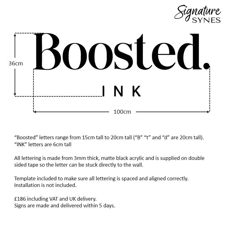 Custom Order - Boosted INK - Matte black - 100cm wide - Double Sided Tape