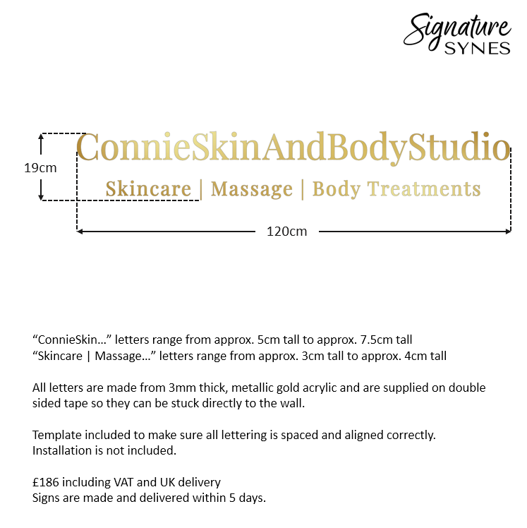 Custom Order - ConnieSkinAndBeautyStudio - "metallic gold" - 120cm wide - Double Sided Tape
