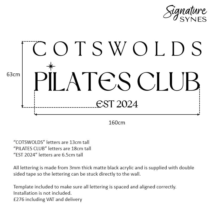 Custom Order - COTSWOLDS PILATES CLUB - matte black and gloss baby pink - SIGN PACKAGE
