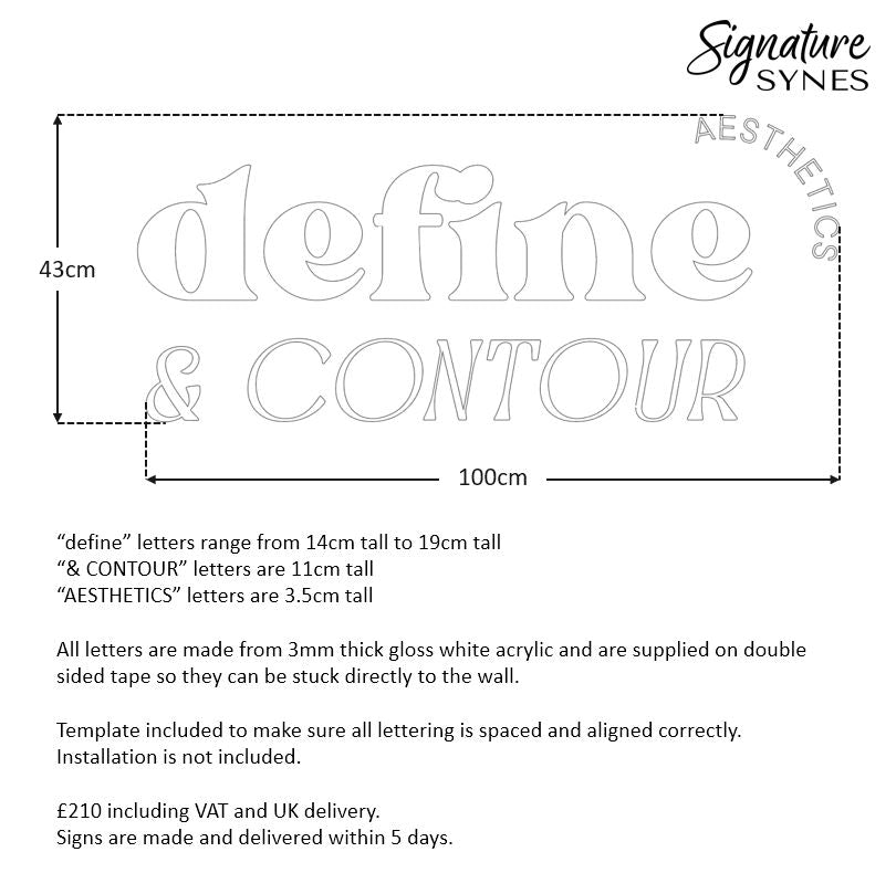 Custom Order - define & CONTOUR - gloss white - 100cm wide - Double Sided Tape