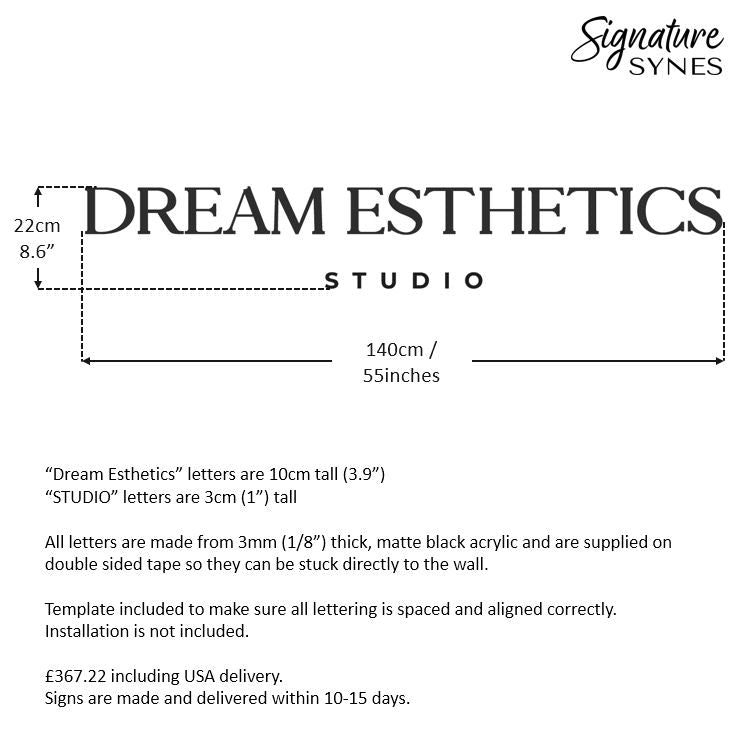 Custom Order INTL - DREAM ESTHETICS - matte black - 140cm wide - Double Sided Tape