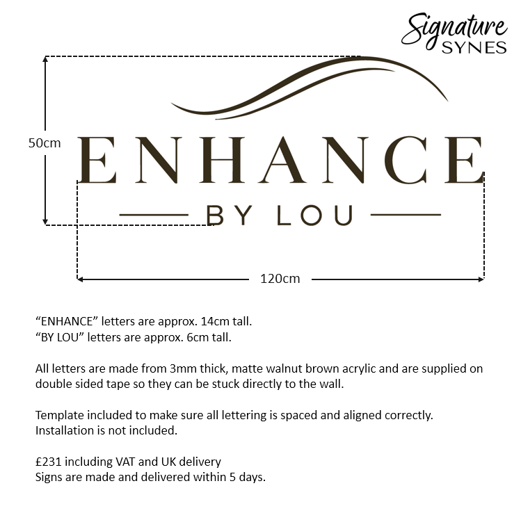 Custom Order - ENHANCE BY LOU - matte walnut brown - 120cm wide - Double Sided Tape