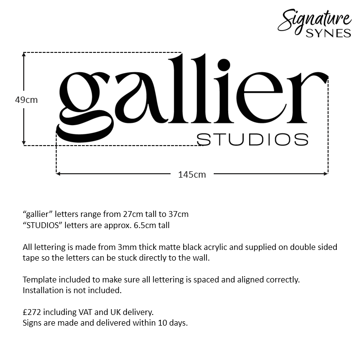 Custom Order - gallier STUDIOS - matte black - SIGN PACKAGE
