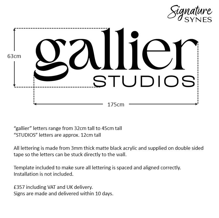 Custom Order - gallier STUDIOS - matte black - SIGN PACKAGE